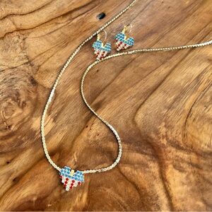 American Flag Earrings and Pendant
